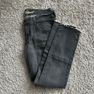Old navy sweetheart gray jeans. Size 4. Cutoff and frayed hem at ankle.